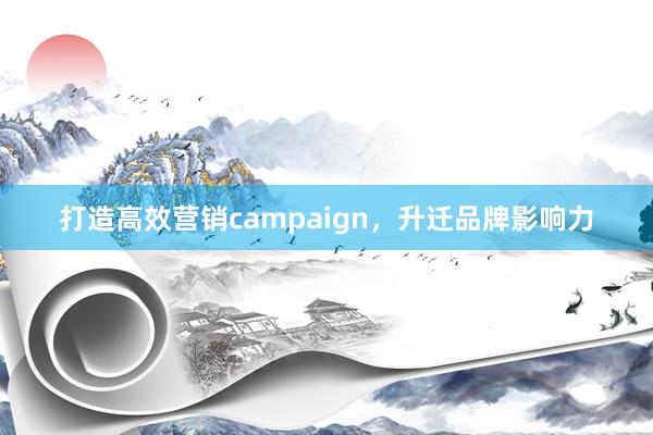 打造高效营销campaign，升迁品牌影响力